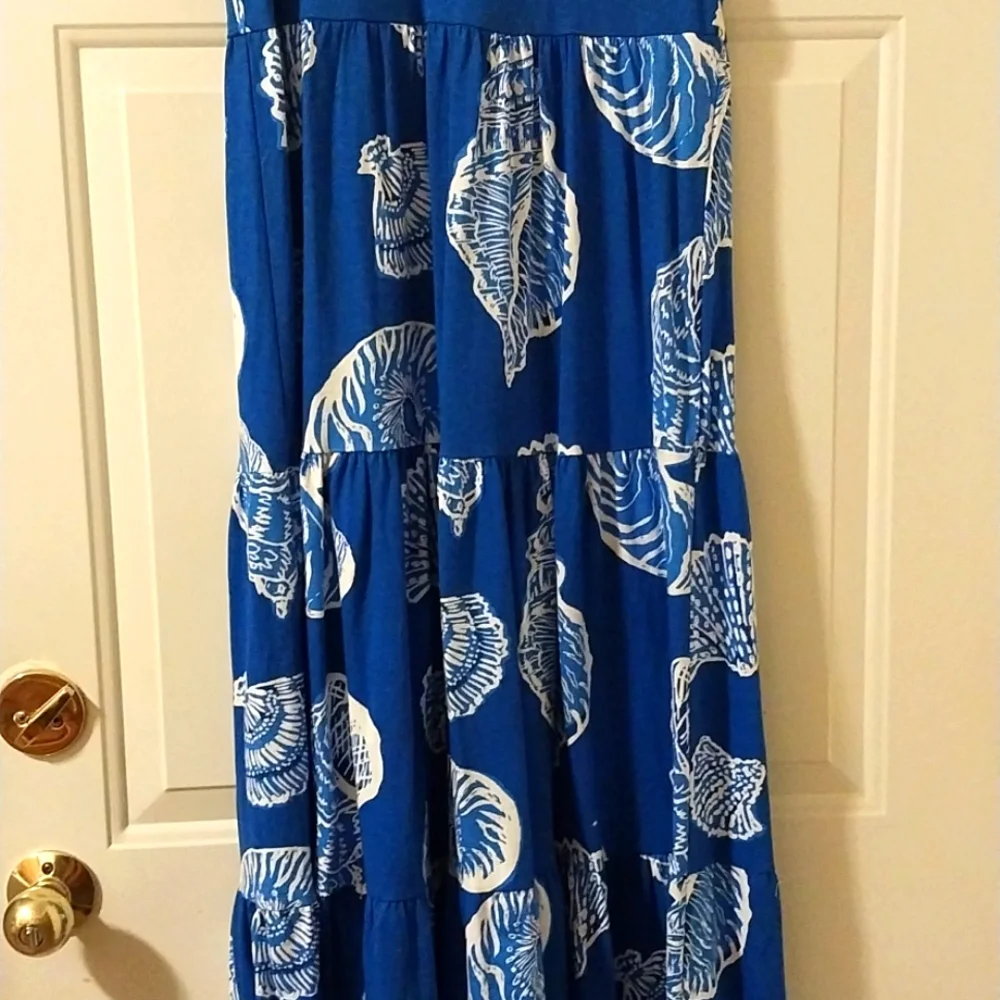 Lilly Pulitzer NWOT Women's XS Sydnee Seashell Print Maxi Dress Blue White - Picture 5 of 9